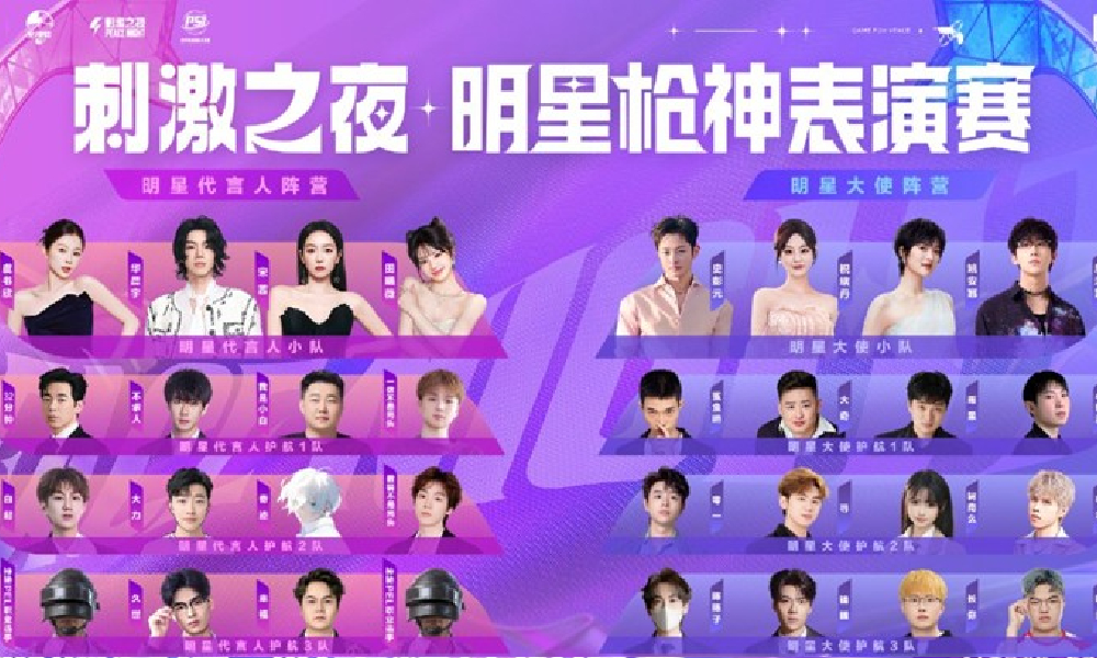 和平精英25刺激之夜明星枪神表演赛组队阵容官宣