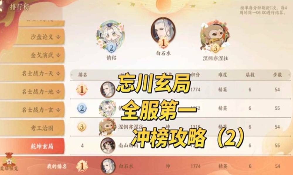 忘川风华录乾坤玄局 全服第一怎么冲榜攻略第二期