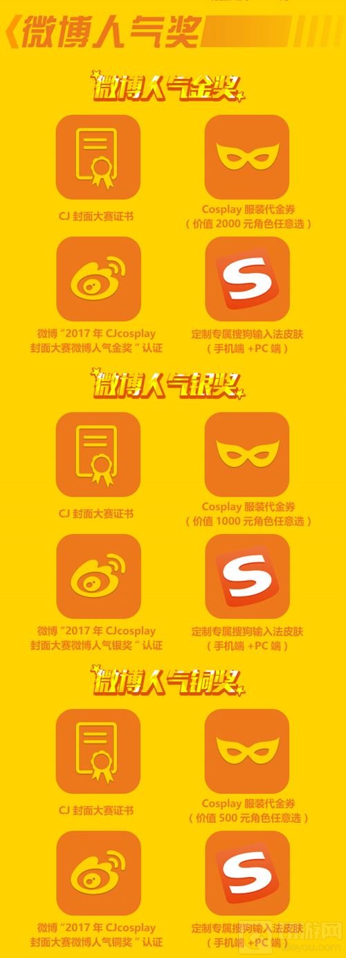 2017ChinaJoy Cosplay封面大赛豪华奖品公布