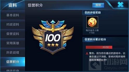 王者荣耀信誉积分怎么查看 信誉积分有什么用