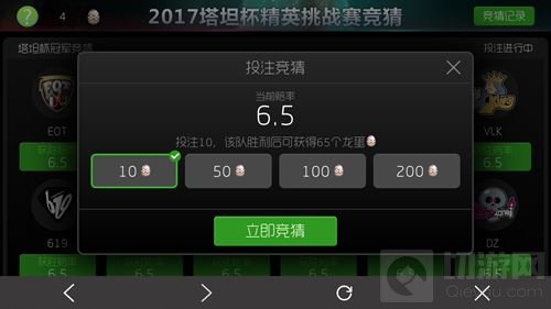 球球大作战塔坦杯精英桃战赛 竞猜冠军赢龙蛋