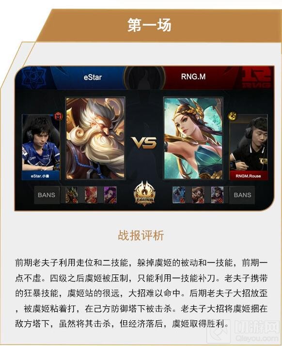 王者荣耀冠军杯8月13日战报 eStar4:3RNGM晋级