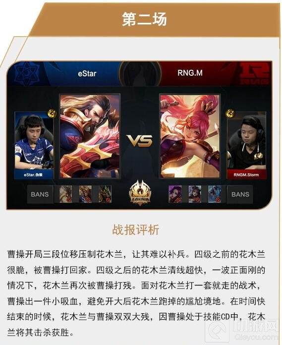 王者荣耀冠军杯8月13日战报 eStar4:3RNGM晋级