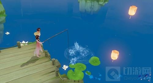 垂钓戏鱼莲溪畔 古风手游《花与剑》闲趣正自在