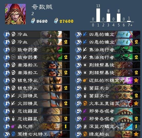 炉石传说奇数贼卡组推荐 上分最佳拍档之一