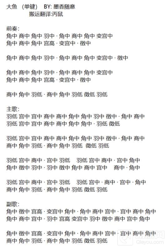 天涯明月刀手游曲谱