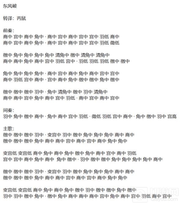 天涯明月刀手游曲谱