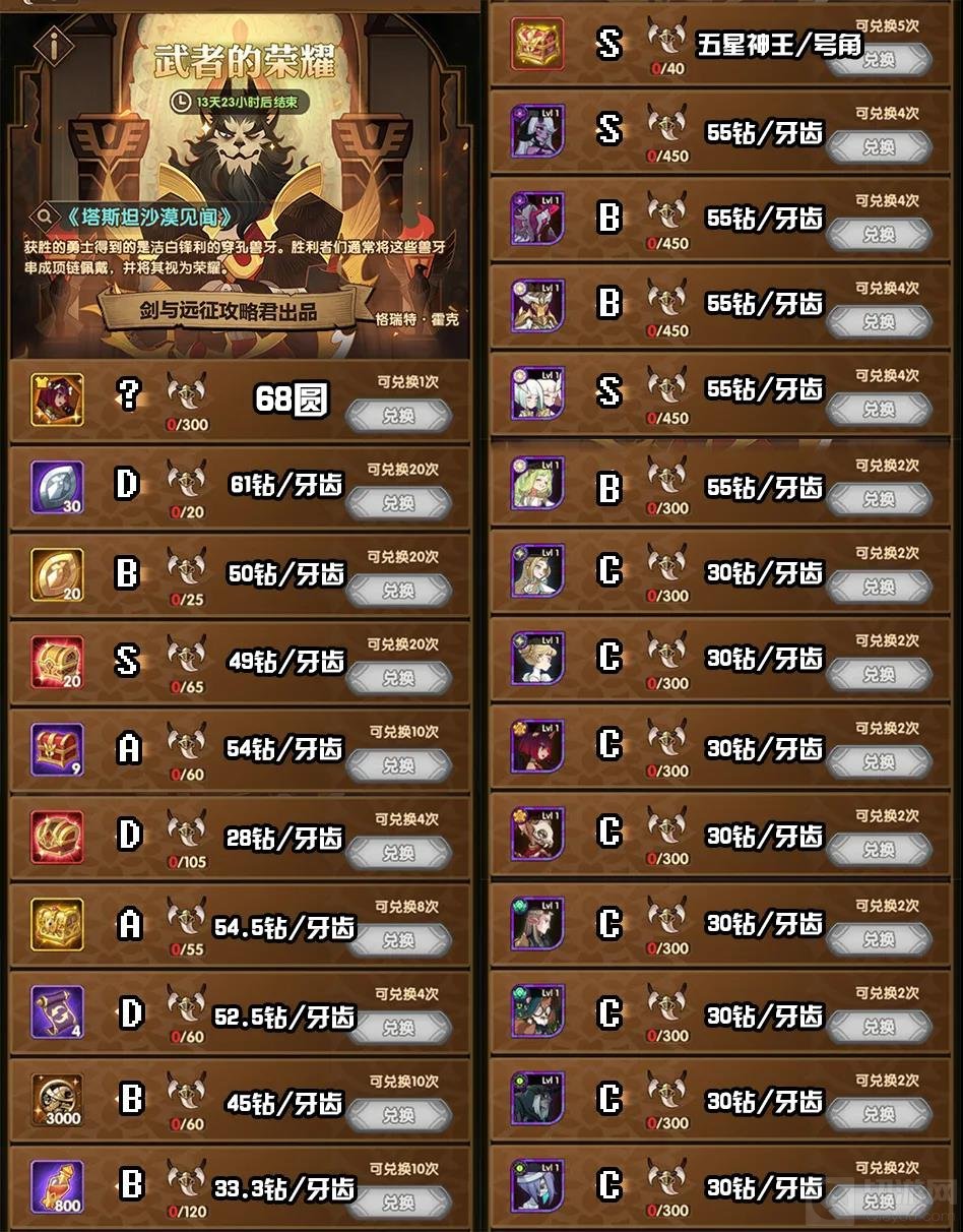 剑与远征斗技大会兑换攻略