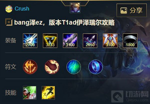 英雄联盟手游探险家伊泽瑞尔出装天赋攻略 EZ装备天赋推荐