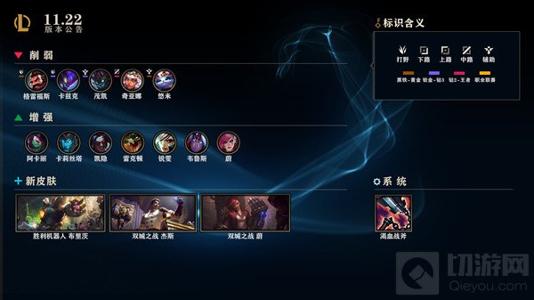 英雄联盟11.22版本更新公告 LOL11.22更新内容图文汇总