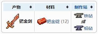 泰拉瑞亚钯金剑合成方法 泰拉瑞亚钯金剑怎么获得