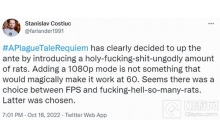 《瘟疫传说：安魂曲》宁愿满屏老鼠也不给60帧