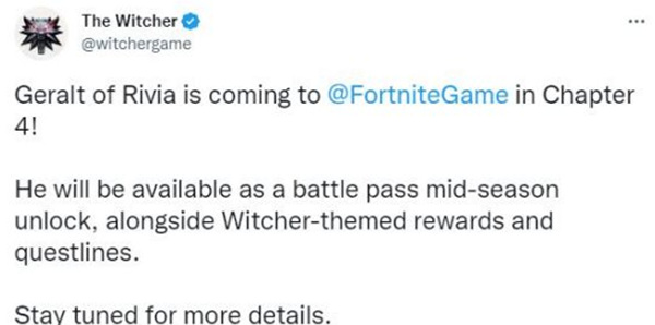 《堡垒之夜》X《巫师3》联动，猎魔人杰洛特登场